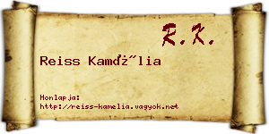 Reiss Kamélia névjegykártya